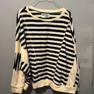 BUCKETLIST Black & Ivory Striped Crewneck Sweater